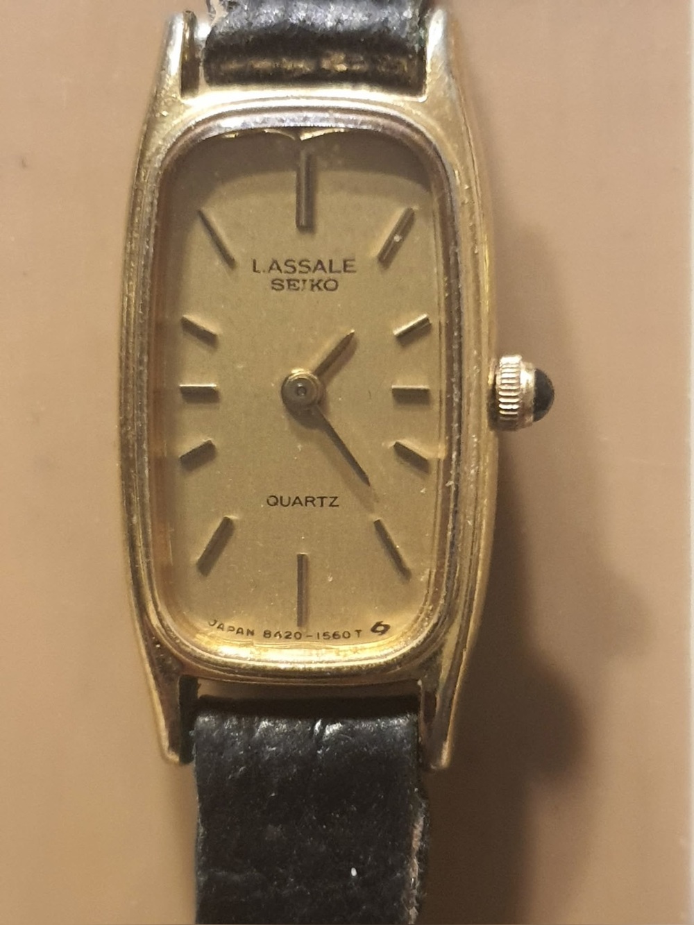 Vtg Seiko Lassale 8420-6939 Goldtone Leather Women's Watch